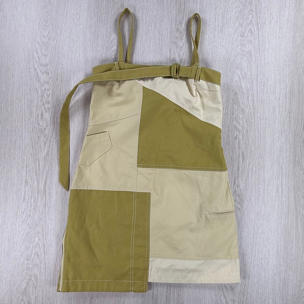 Patchwork Utility Mini Dress Olive Khaki Green‎ Size XS NWT Y2K Trendy